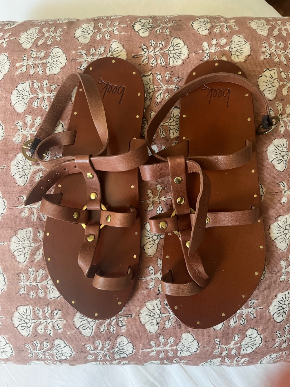 beek Brown Studded Leather Gladiator Sandals